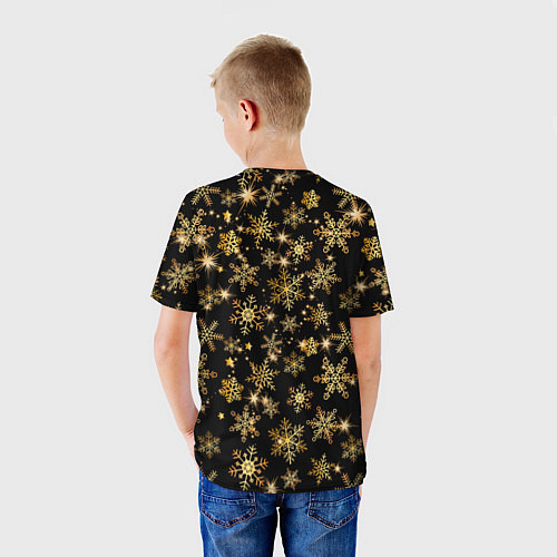 Детская футболка Россыпи золотых снежинок / 3D-принт – фото 4