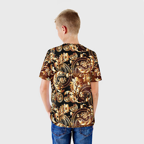 Детская футболка Пейсли золотые узоры / 3D-принт – фото 4