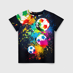 Футболка детская Разноцветные футбольные мячи, цвет: 3D-принт