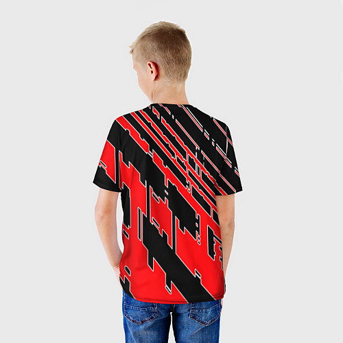 Детская футболка Киберпанк линии красные / 3D-принт – фото 4