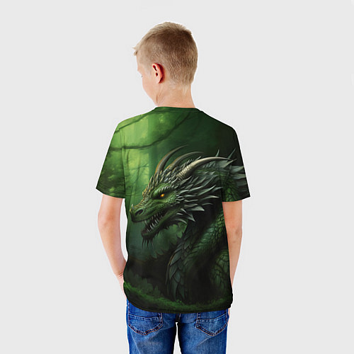 Детская футболка Зеленый дракон символ 2024 / 3D-принт – фото 4