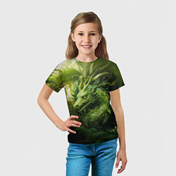 Футболка детская Зеленый травяной дракон, цвет: 3D-принт — фото 2