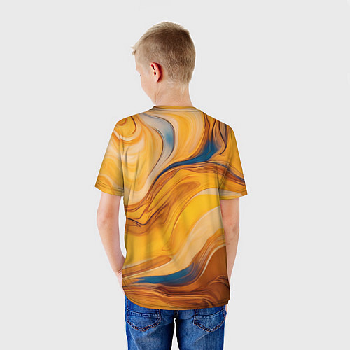 Детская футболка Жидкая золотая текстура - нейросеть / 3D-принт – фото 4