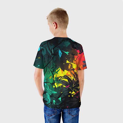 Детская футболка Яркие разноцветные абстрактные листья / 3D-принт – фото 4