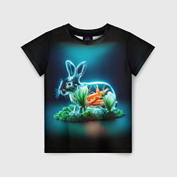 Детская футболка Прозрачный стеклянный кролик с овощами