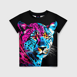 Детская футболка Леопард в неоновых цветах