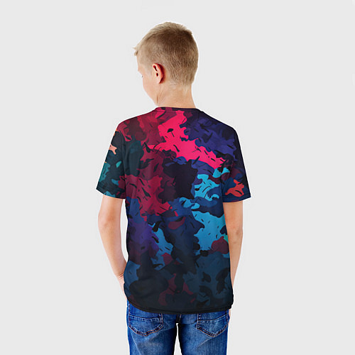Детская футболка Хаотичный яркий камуфляж / 3D-принт – фото 4