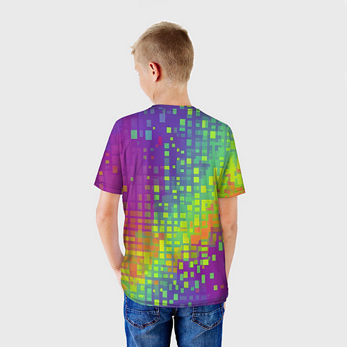Детская футболка Разноцветные пиксели / 3D-принт – фото 4