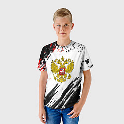 Футболка детская Россия герб рф спорт краски, цвет: 3D-принт — фото 2