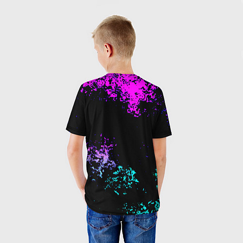 Детская футболка Fortnite капли неоновых красок / 3D-принт – фото 4