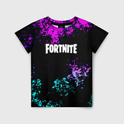 Детская футболка Fortnite капли неоновых красок
