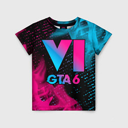 Детская футболка GTA 6 - neon gradient