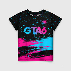 Детская футболка GTA6 - neon gradient посередине