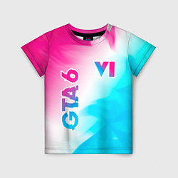 Детская футболка GTA 6 neon gradient style вертикально