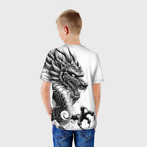 Детская футболка Морда дракона - ирезуми / 3D-принт – фото 4