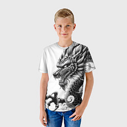 Футболка детская Морда дракона - ирезуми, цвет: 3D-принт — фото 2