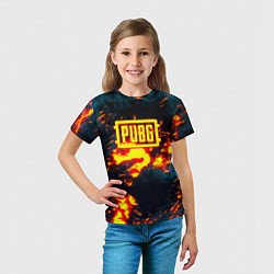 Футболка детская PUBG огненое лого, цвет: 3D-принт — фото 2