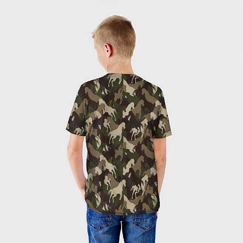 Детская футболка Лошади камуфляж / 3D-принт – фото 4