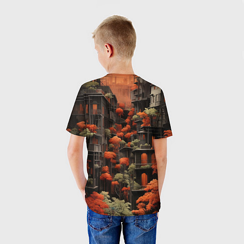 Детская футболка Сумерки в осенним городе / 3D-принт – фото 4