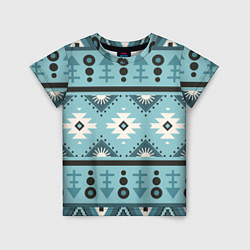 Детская футболка Этническая геометрия в голубой палитре