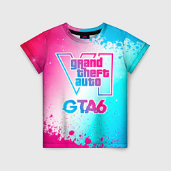 Детская футболка GTA6 neon gradient style