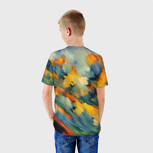 Детская футболка Жёлтые и синие мазки / 3D-принт – фото 4