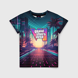 Детская футболка GTA 6 night city logo