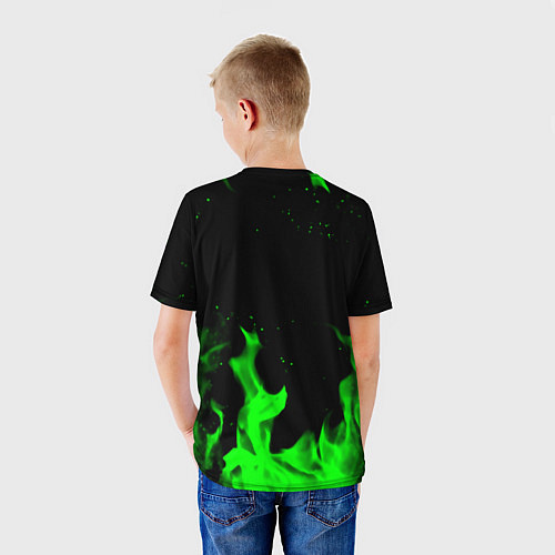 Детская футболка Samurai green fire toxic / 3D-принт – фото 4