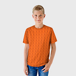 Футболка детская Объёмные пирамиды сочный апельсиновый, цвет: 3D-принт — фото 2