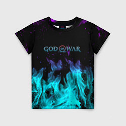 Детская футболка God of war неоновый шторм