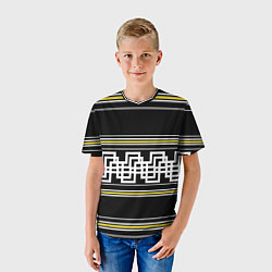 Футболка детская Греческие линии жёлтые и белые, цвет: 3D-принт — фото 2