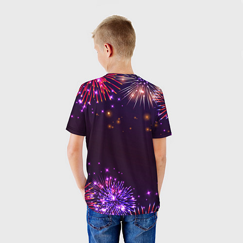 Детская футболка Праздничный воллейболист: фейерверк / 3D-принт – фото 4