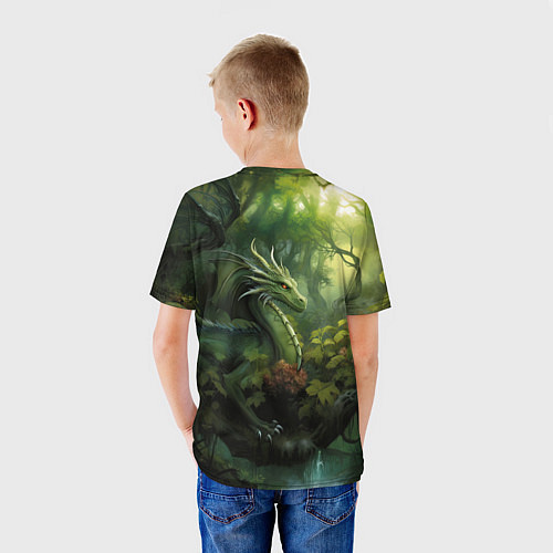 Детская футболка Лесной зеленый дракон символ 2024 года / 3D-принт – фото 4