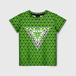Футболка детская Зелёные и чёрные треугольники, цвет: 3D-принт