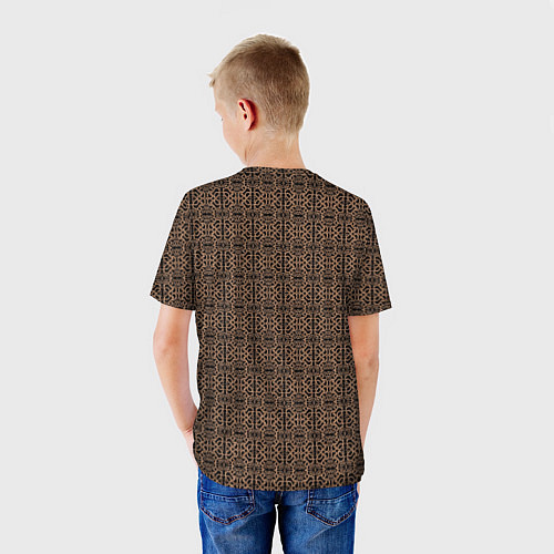 Детская футболка Ажурный тёмно-коричневый / 3D-принт – фото 4