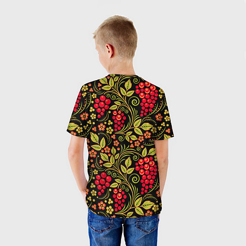 Детская футболка Хохломская роспись красные ягоды / 3D-принт – фото 4