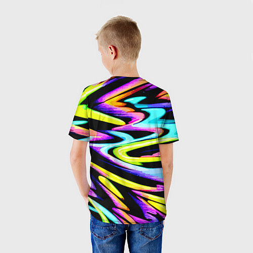 Детская футболка Экспрессивная неоновая абстракция / 3D-принт – фото 4