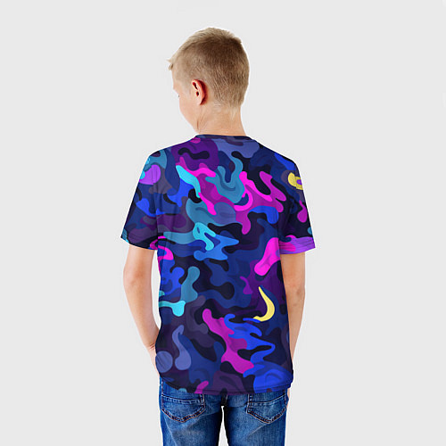 Детская футболка Яркие разноцветные пятна в виде камуфляжа / 3D-принт – фото 4
