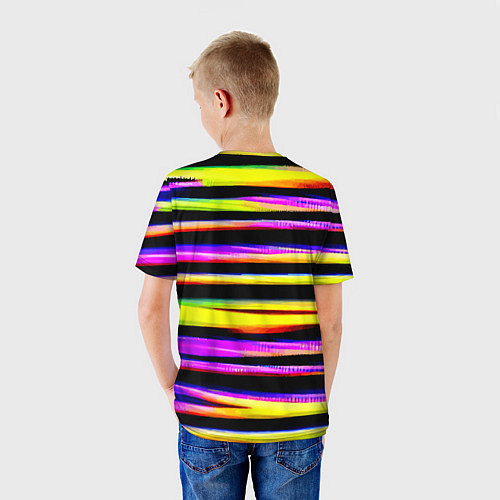 Детская футболка Цветные неоновые полосы / 3D-принт – фото 4