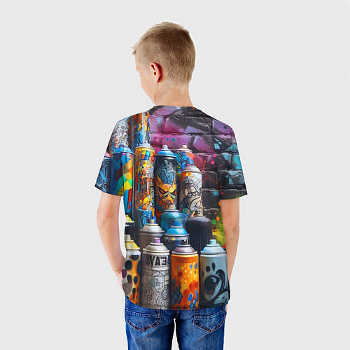 Детская футболка Баллончики с краской - граффити / 3D-принт – фото 4
