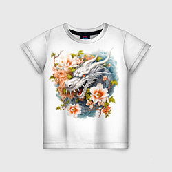 Детская футболка Китайский дракон в цветах сакуры