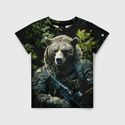 Детская футболка Медведь солдат раненый