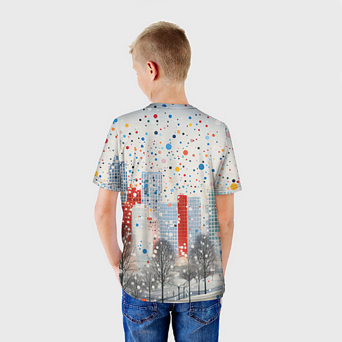 Детская футболка Новогодний город и цветной снег / 3D-принт – фото 4