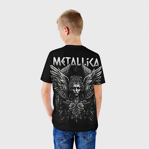 Детская футболка Металлика на фоне ангела / 3D-принт – фото 4