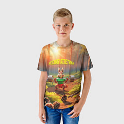 Футболка детская Лесная атлетика, цвет: 3D-принт — фото 2