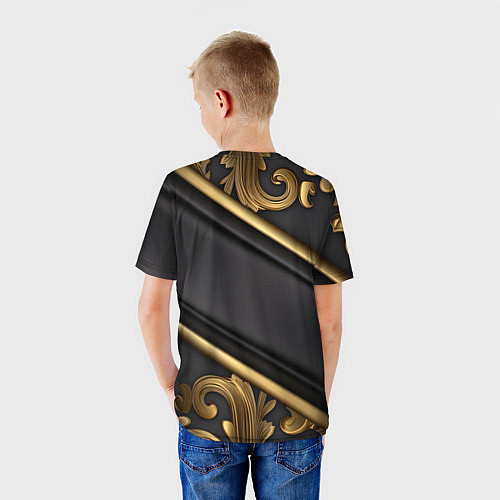 Детская футболка Лепнина объемные узоры золотые / 3D-принт – фото 4