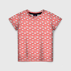 Детская футболка Маленькие сердечки красный полосатый