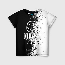 Детская футболка Nirvana чернобелые краски рок