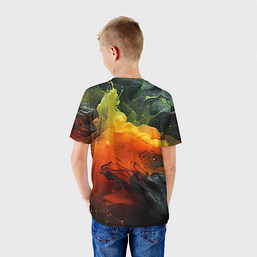 Детская футболка Взрыв оранжевой краски / 3D-принт – фото 4