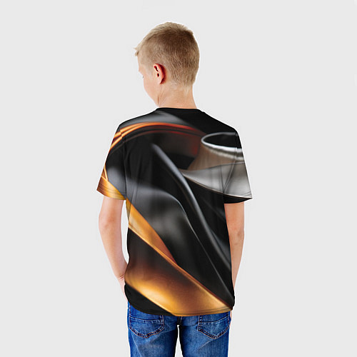 Детская футболка Черная и оранжевая материя / 3D-принт – фото 4